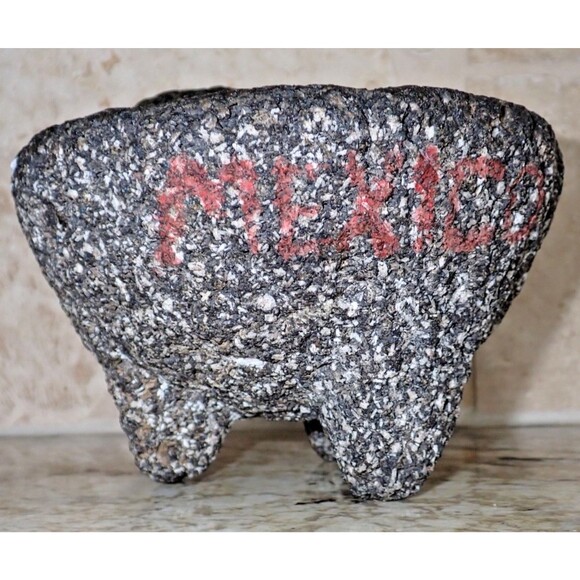 Authentic MOLCAJETE Mexico Basalt Mortar & Pestle 7" dia Volcanic Lava Stone - Picture 12 of 16